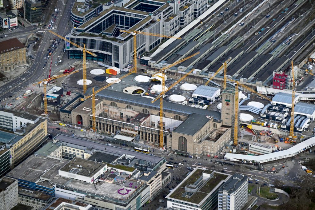 Baustelle des neuen Hauptbahnhofs Stuttgart 21 am 30. Januar 2024