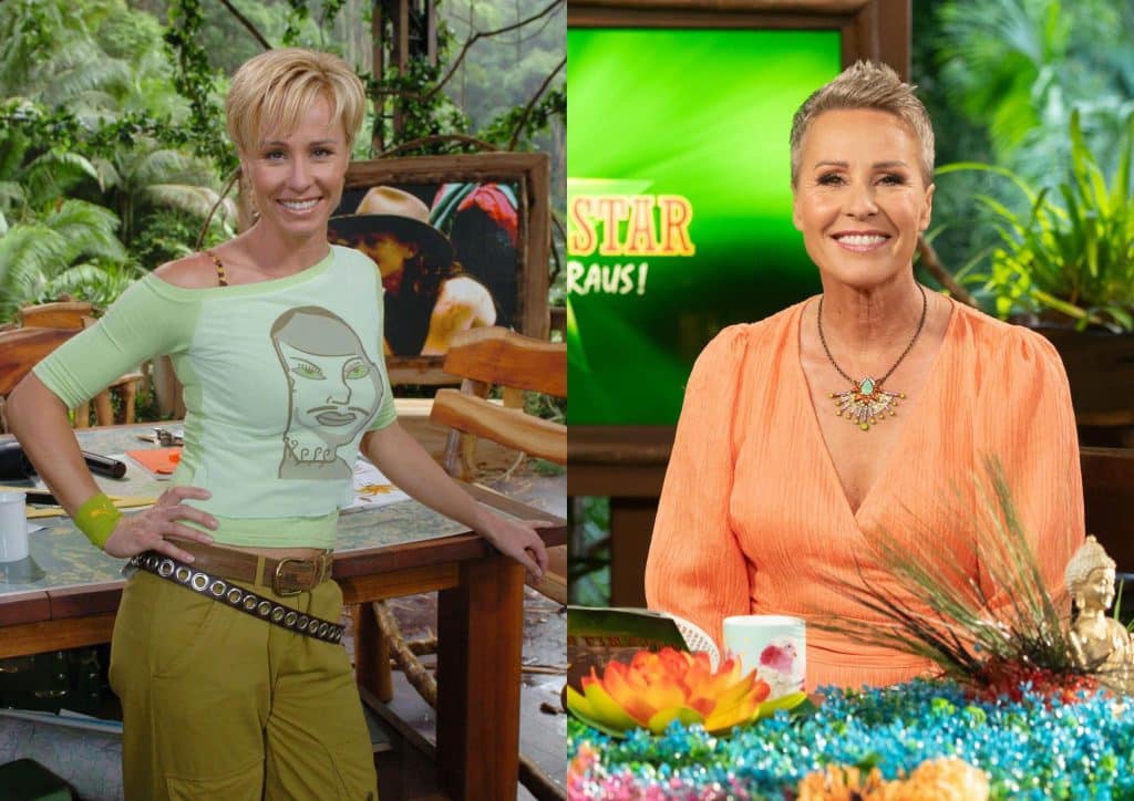 Moderatorin Sonja Zietlow (2004, l. und 2024)
