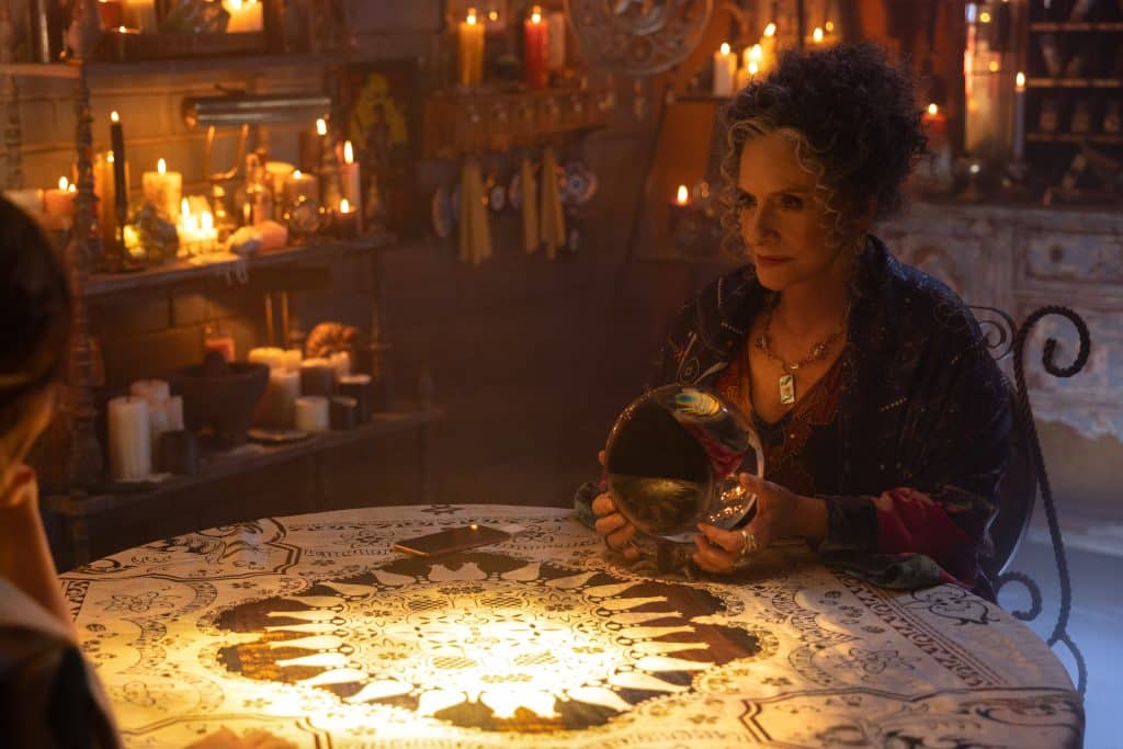 (L-R): Agatha Harkness (Kathryn Hahn) and Lilia Calderu (Patti LuPone) in Marvel Television's AGATHA ALL ALONG, exclusively on Disney+. Photo by Chuck Zlotnick.