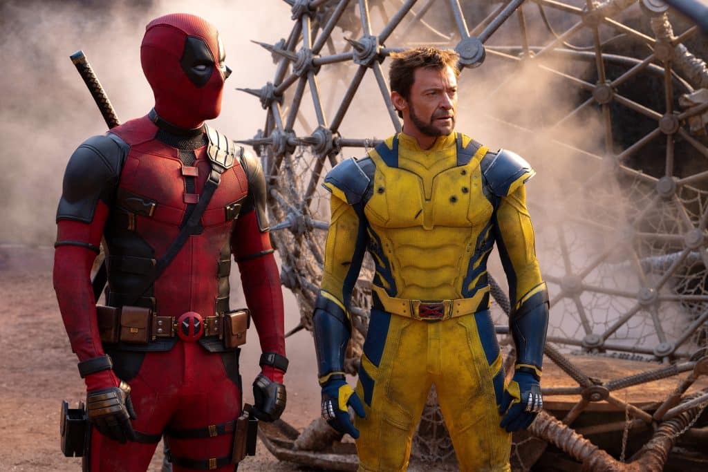 (L-R): Ryan Reynolds als Deadpool/Wade Wilson und Hugh Jackman als Wolverine/Logan in 20th Century Studios/Marvel Studios' DEADPOOL & WOLVERINE.