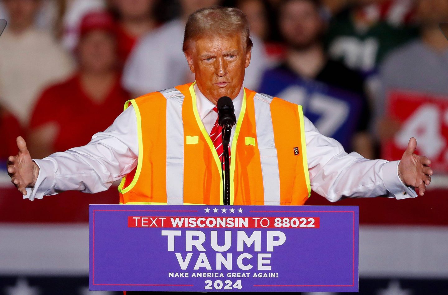 Donald Trump bei Wahlkampfauftritt, Wisconsin, 30.10.2024
