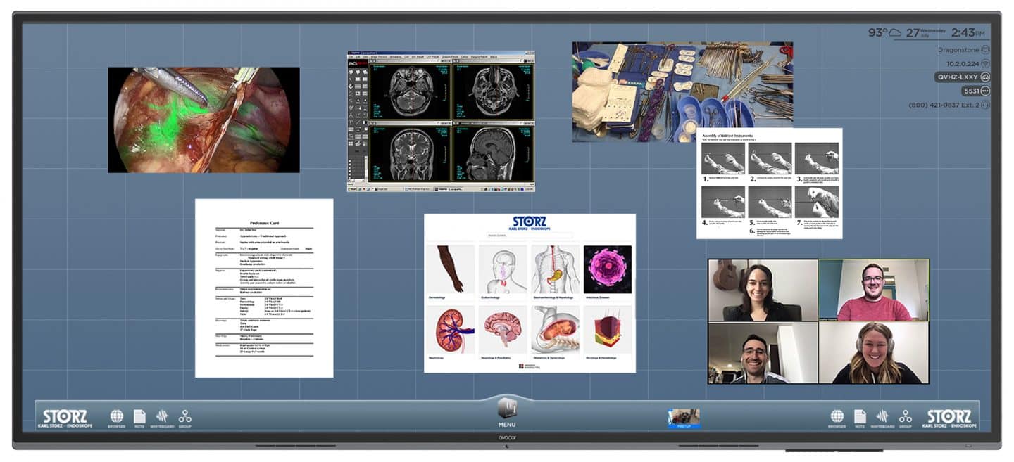Das CollaboratOR-Portfolio von KARL STORZ ist ein hochmodernes Cloud-Ökosystem mit einem großformatigen Touch-Display, das Ärztinnen und Ärzte mit Echtzeit-Klinikdaten und Bildern unterstützt, um die Zusammenarbeit zu verbessern und Arbeitsabläufe zu optimieren.