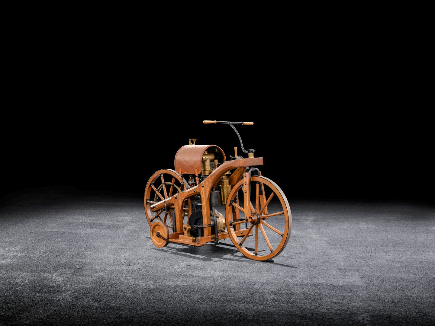 Daimler Reitwagen aus dem Jahr 1885, authentischer Nachbau. 